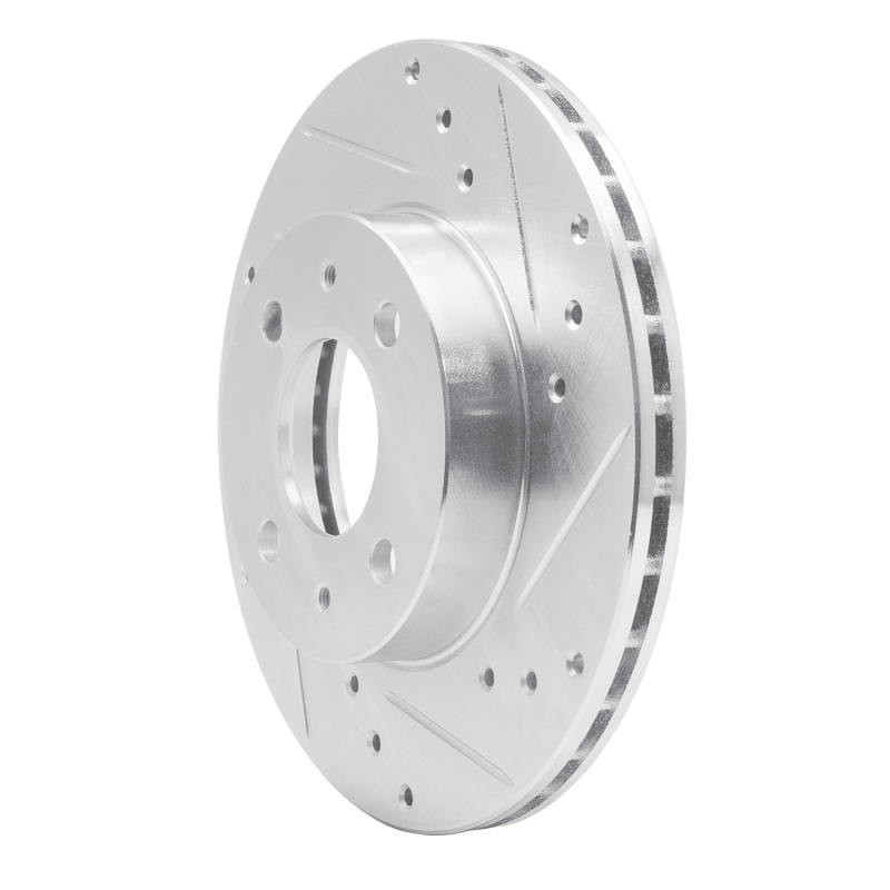 Nissan NX Brake Rotor (1) - Front Right - R1 Concepts - Drilled & Slotted - Silver - `88-`06